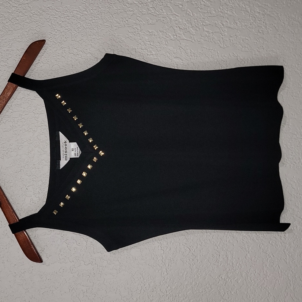 Misook Exclusively Black Gold Studded Tank Top Sz. XS